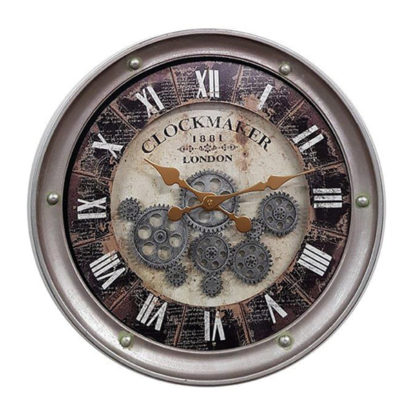 4497 CLOCKMAKER LONDON שעון קיר גלגלי שיניים קוטר 43 סמ