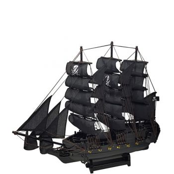4614 אוניית פיראטים מפרש שחור עבודת יד מעץ בצבע שחור 40x35 סמ