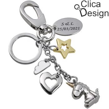 מחזיק מפתחות מתכת יוניקורן מבית Clica Design 4374