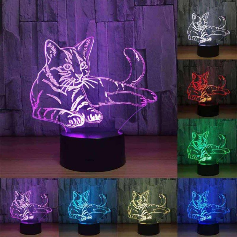 מנורת לילה חתול בצבעים שונים
