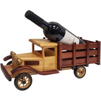 משאית עתיקה וינטג' מעץ בגוון בהיר מעמד לבקבוק יין 4604