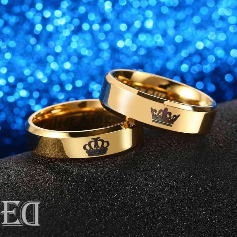 מתנות לגבר ולאישה טבעות זהב מלך מלכה קווין קינג-2