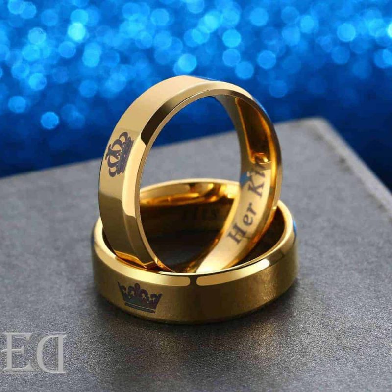 מתנות לגבר ולאישה טבעות זהב מלך מלכה קווין קינג-4