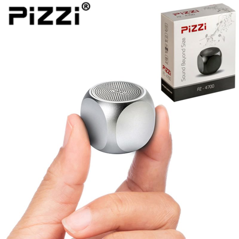 פיצי מיני4700 PiZZi Mini רמקול Bluetooth עוצמתי 3W במיוחד 35 ממ בלבד בצבע כסף