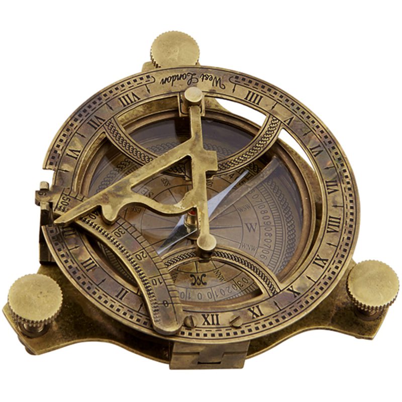 קוטר 9 -4502 - נלסון מצפן שעון שמש מהודר במארז עץ
